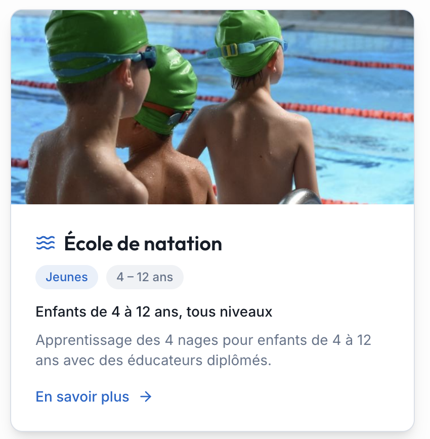 Stage d'été natation 2026